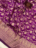 Purple Pure Banarasi Handloom Katan Silk Saree - Aura Benaras