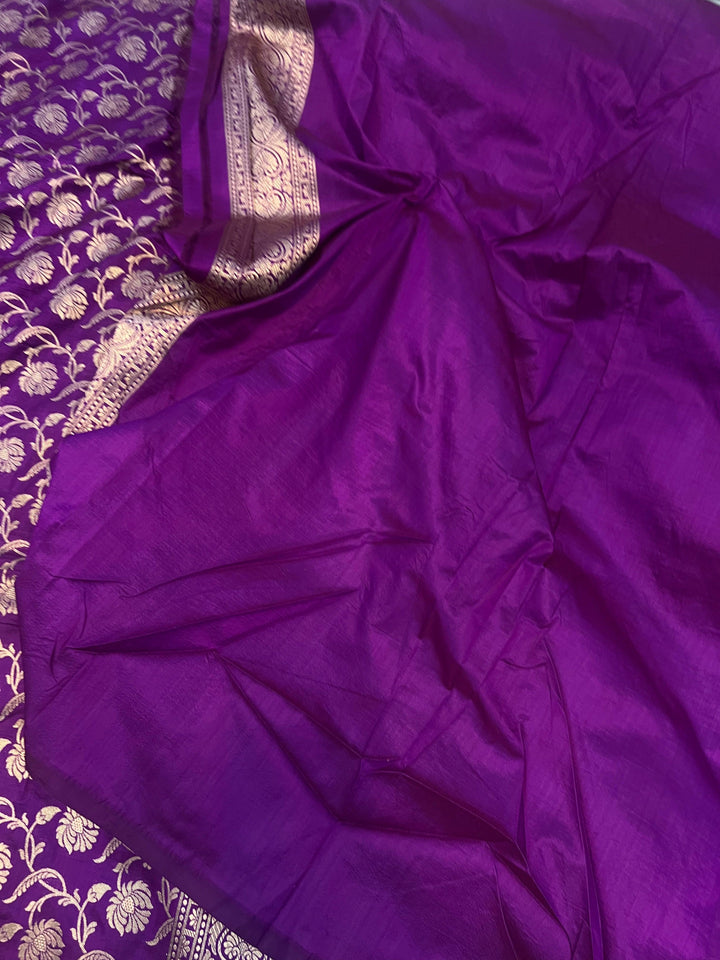 Purple Pure Banarasi Handloom Katan Silk Saree - Aura Benaras