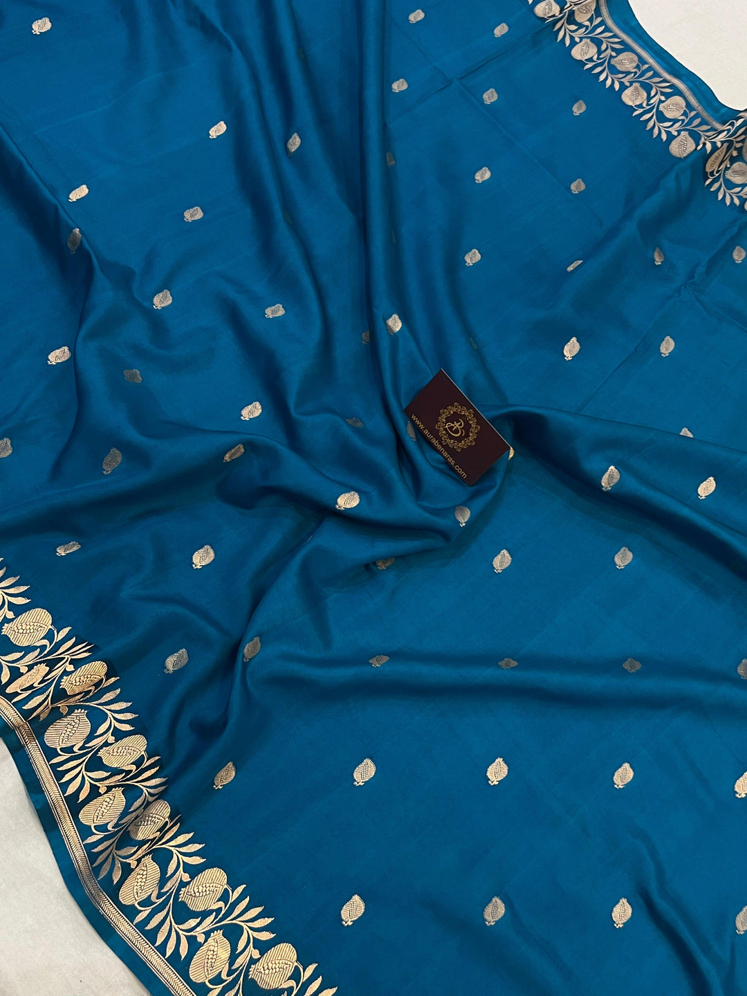 Rama Blue Pure Banarasi Handloom Katan Silk Saree - Aura Benaras