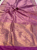 Pink Pure Banarasi Handloom Katan Silk Saree - Aura Benaras