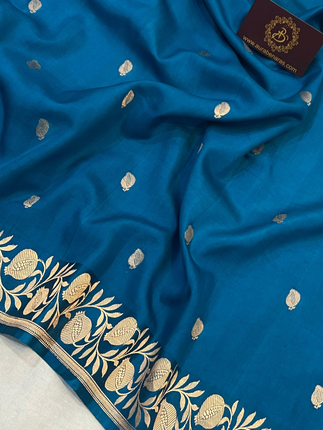 Rama Blue Pure Banarasi Handloom Katan Silk Saree - Aura Benaras