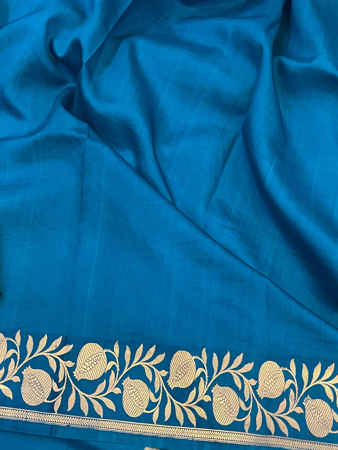 Rama Blue Pure Banarasi Handloom Katan Silk Saree - Aura Benaras