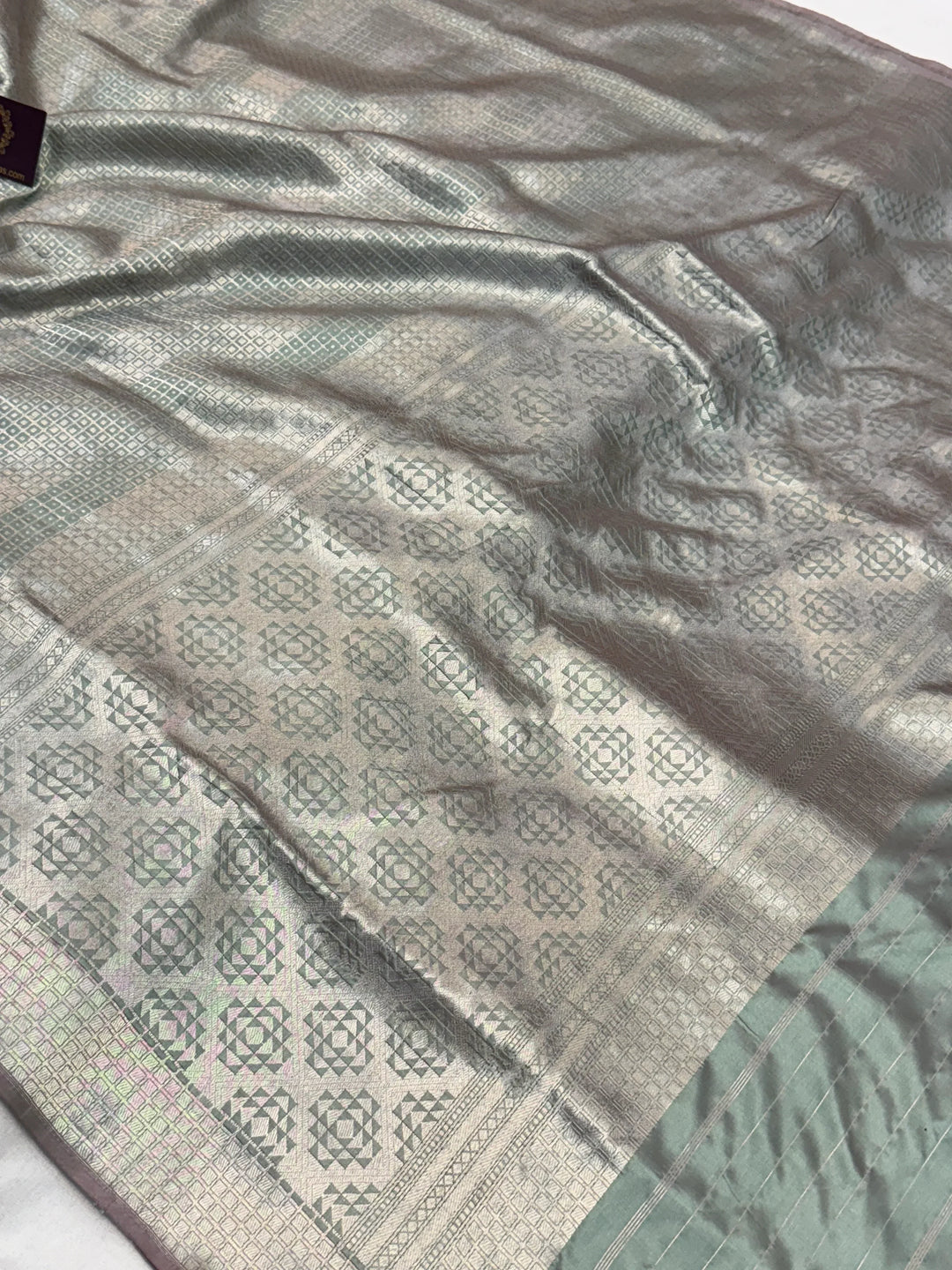 Sage Green Pure Katan silk Handloom Banarasi Saree