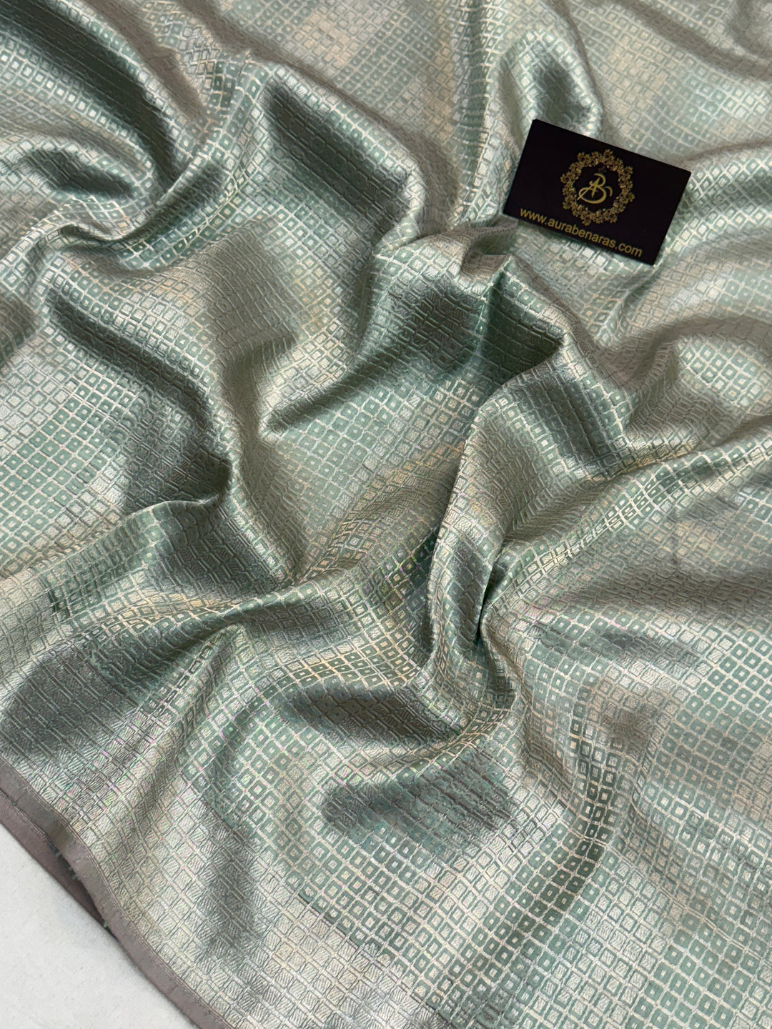 Sage Green Pure Katan silk Handloom Banarasi Saree