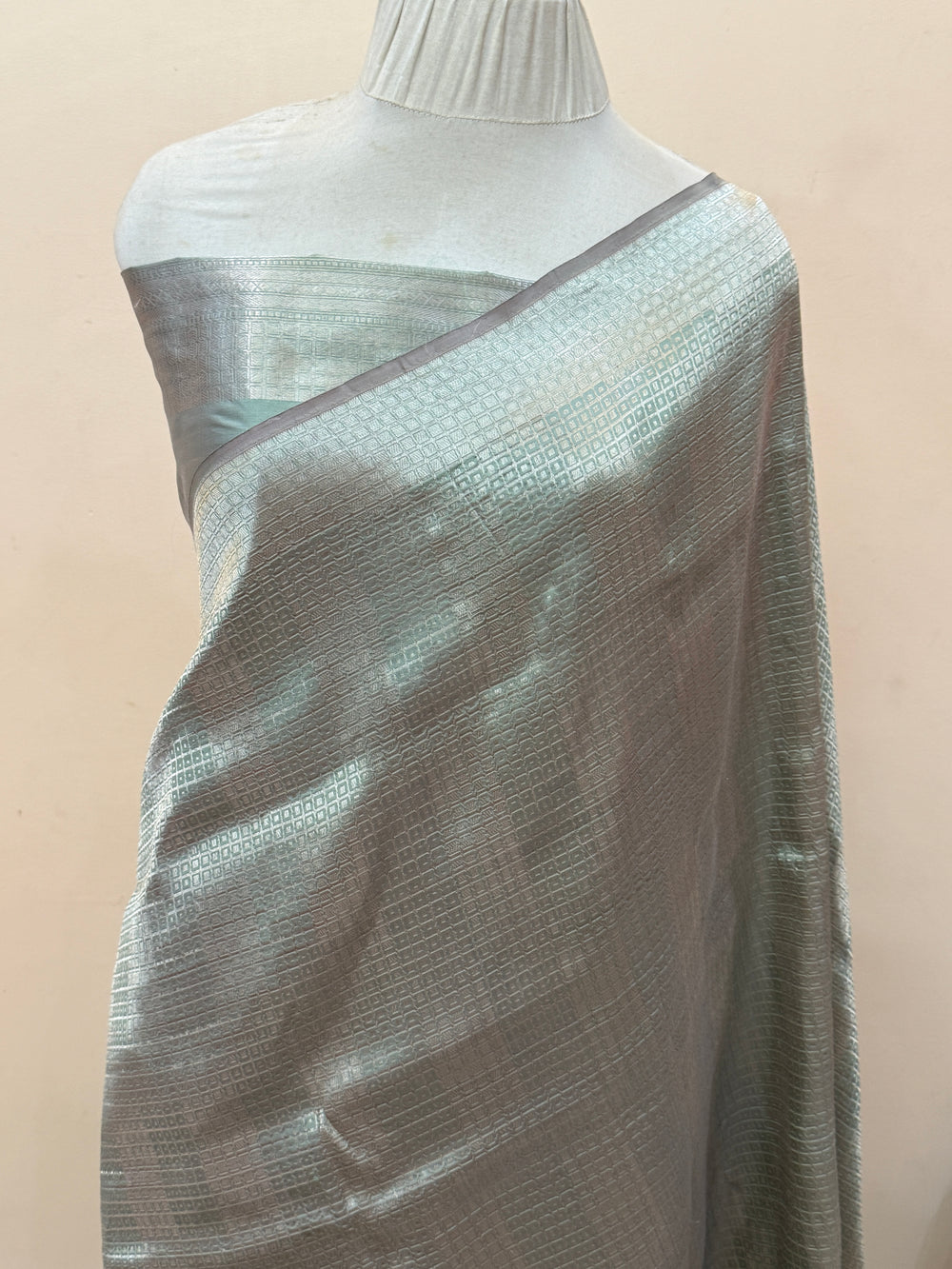 Sage Green Pure Katan silk Handloom Banarasi Saree