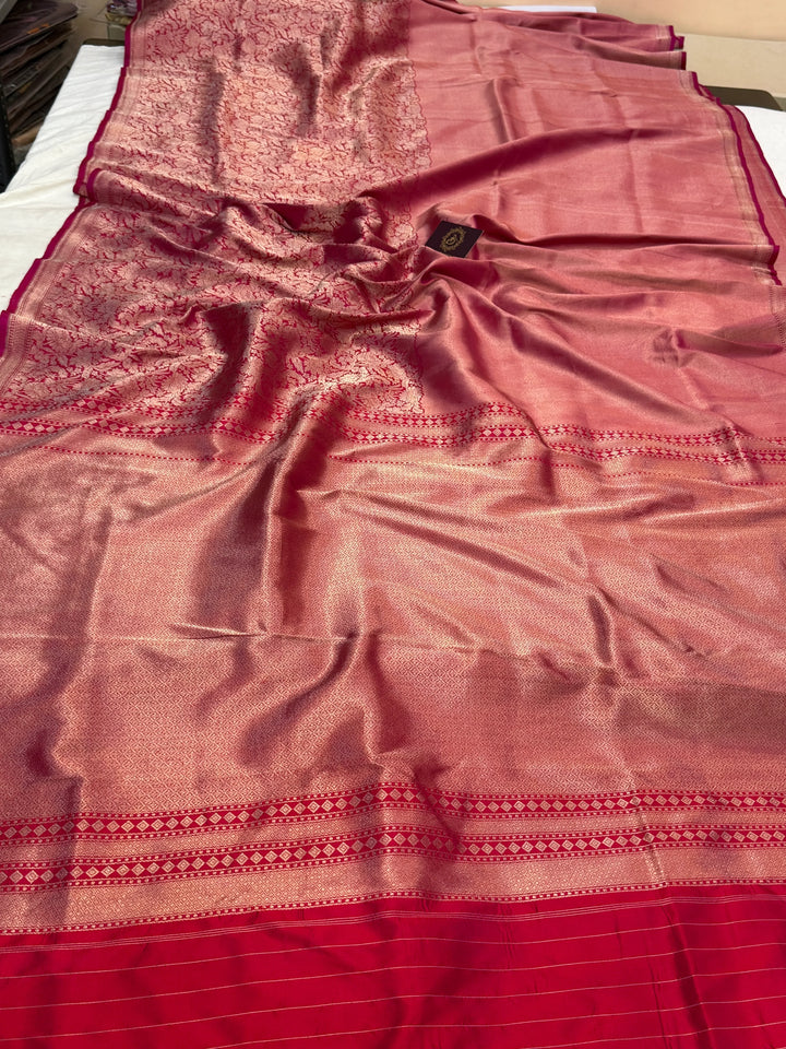Rani Pink Pure Katan silk Handloom Banarasi Saree