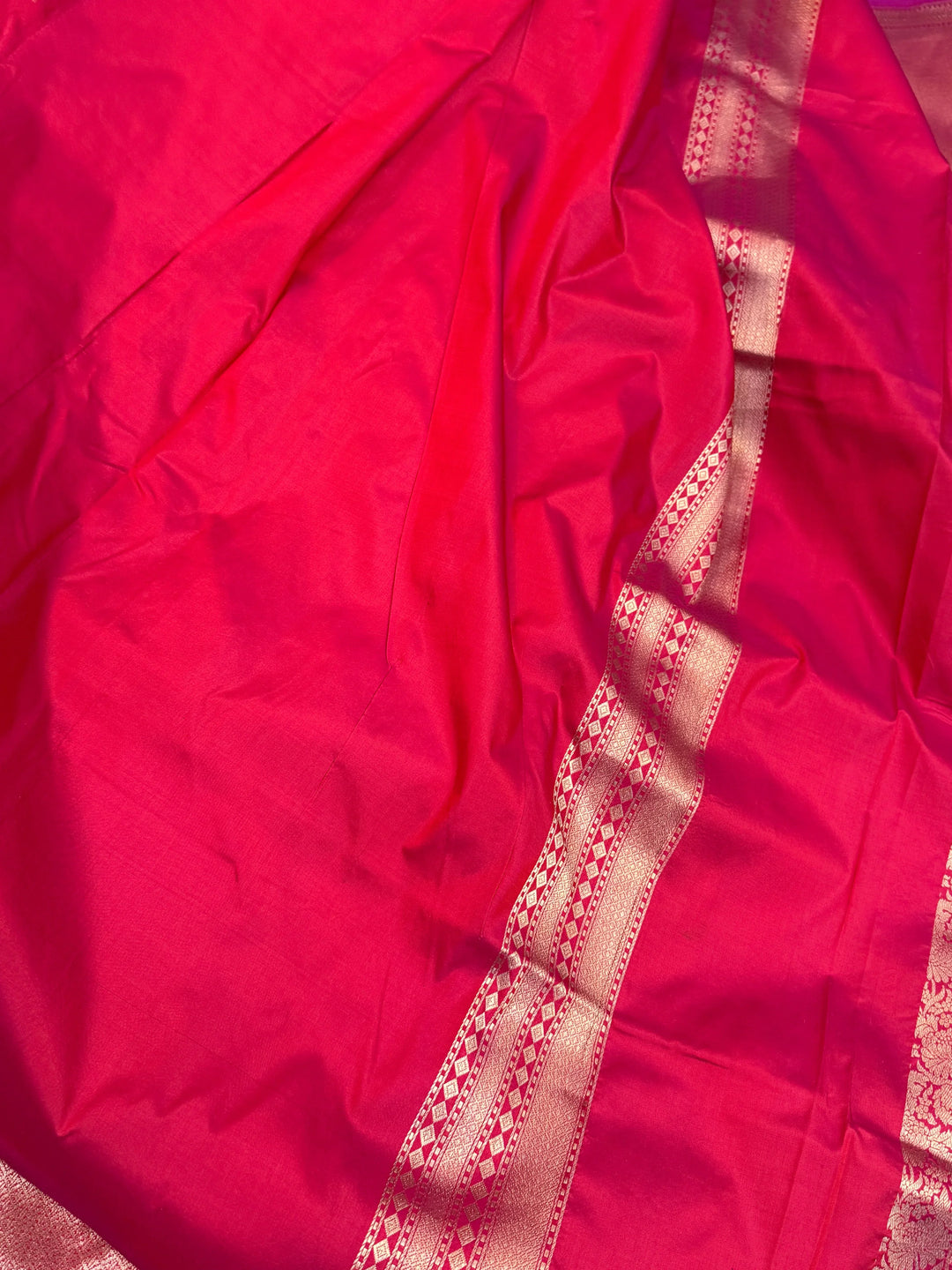 Rani Pink Pure Katan silk Handloom Banarasi Saree
