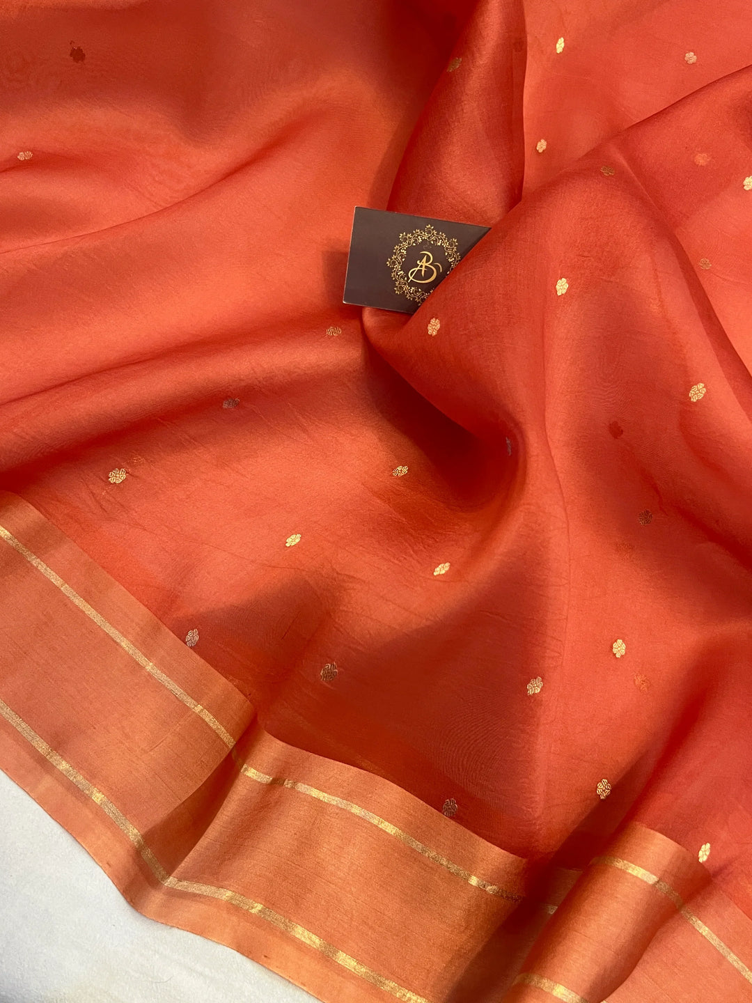 Rust Pure Banarasi Handloom Silk Saree - Aura Benaras