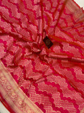 Orangish Pink Pure Banarasi Handloom Katan Silk Saree - Aura Benaras