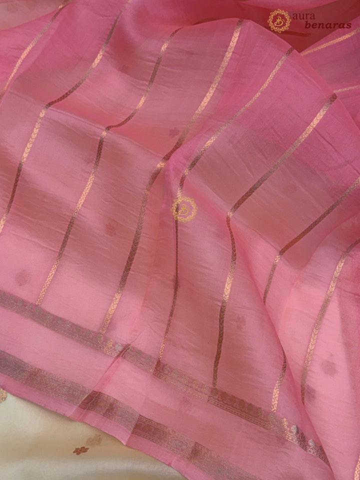 Pastel Yellow Banarasi Handloom Kora Silk Saree - Aura Benaras