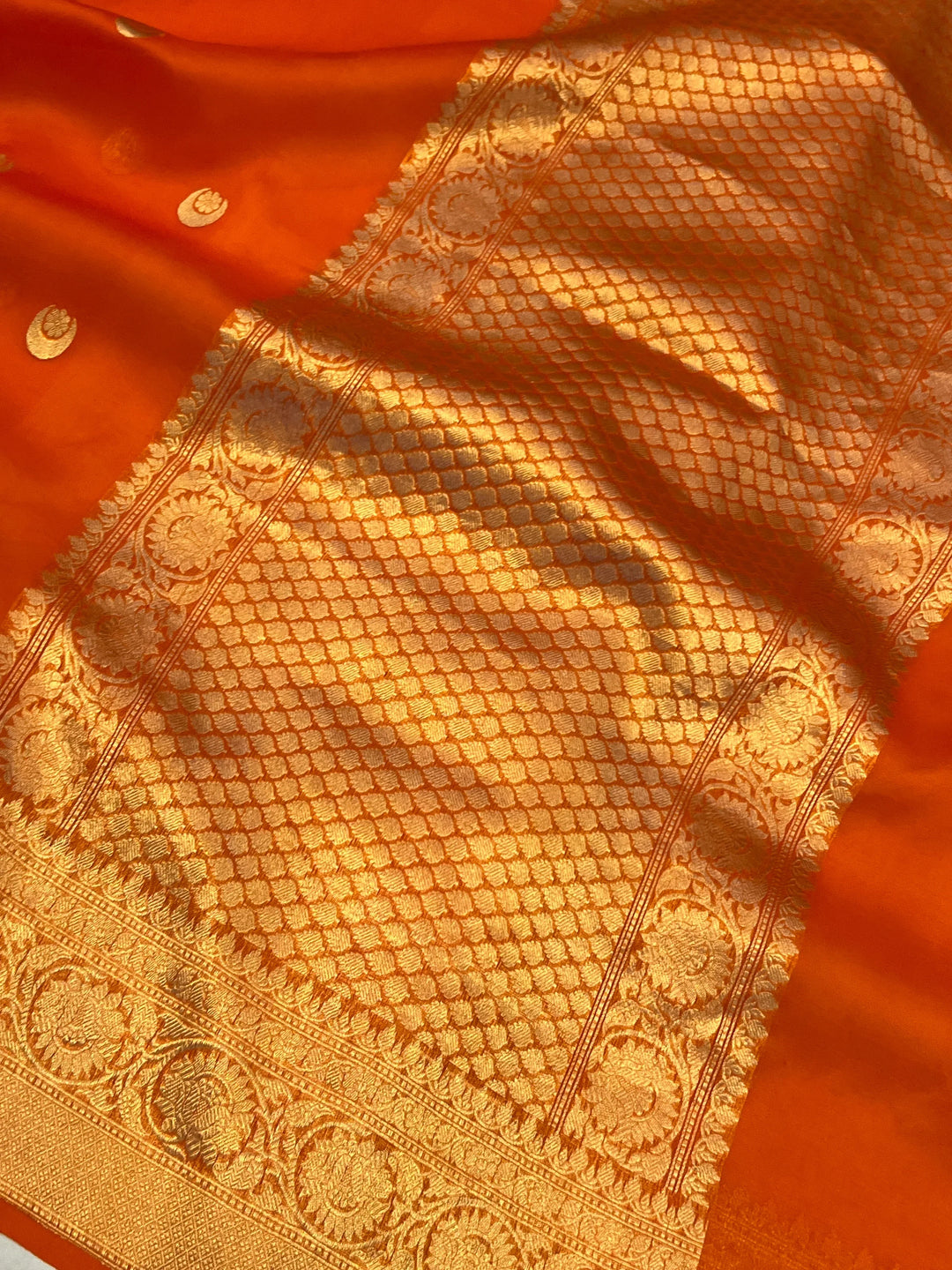 Earthy Orange Pure Kora Silk Banarasi Handloom Saree