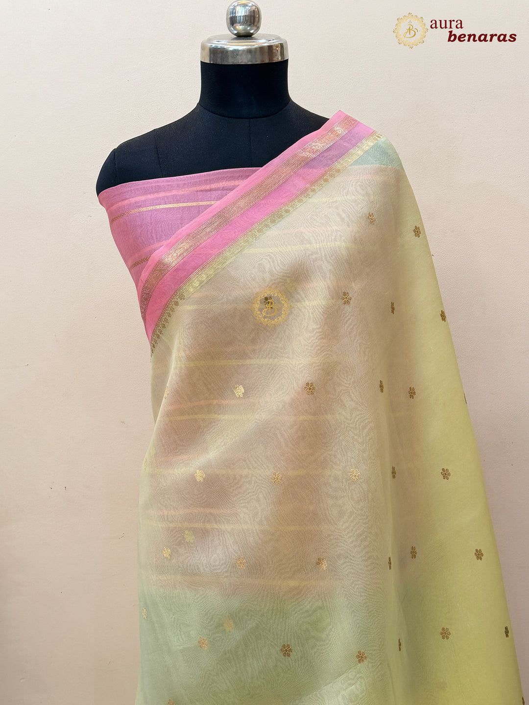 Pastel Yellow Banarasi Handloom Kora Silk Saree - Aura Benaras