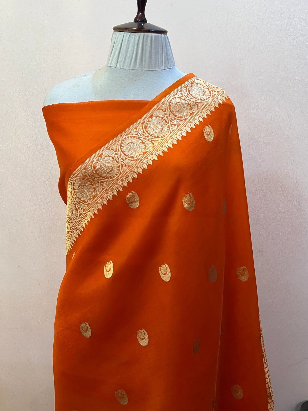 Earthy Orange Pure Kora Silk Banarasi Handloom Saree