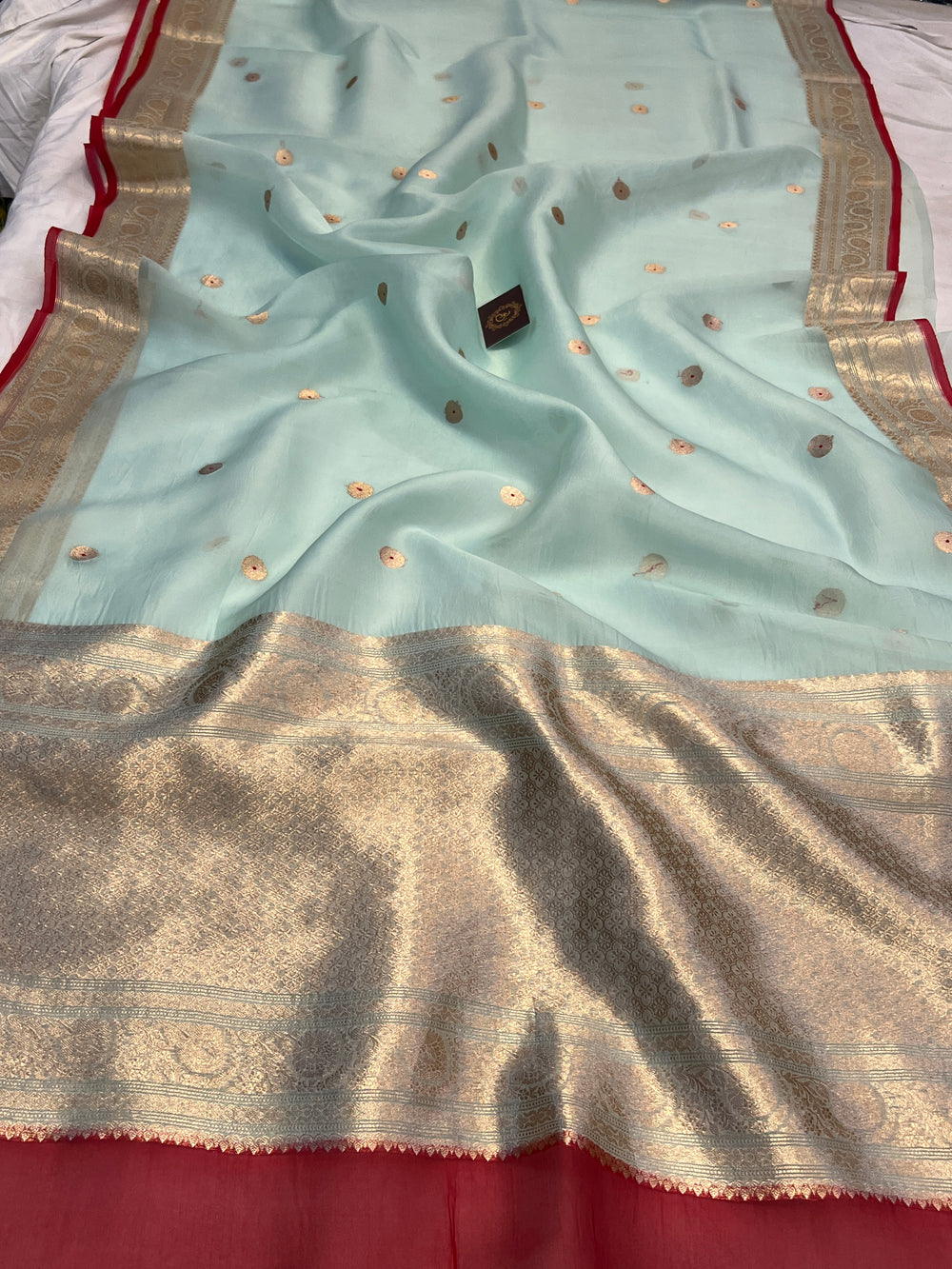 Pani Blue Kora Silk Banarasi Saree with Kadhwa Zari 