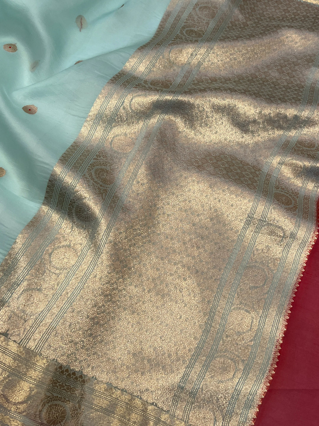 Pani Blue Kora Silk Banarasi Saree with Kadhwa Zari 