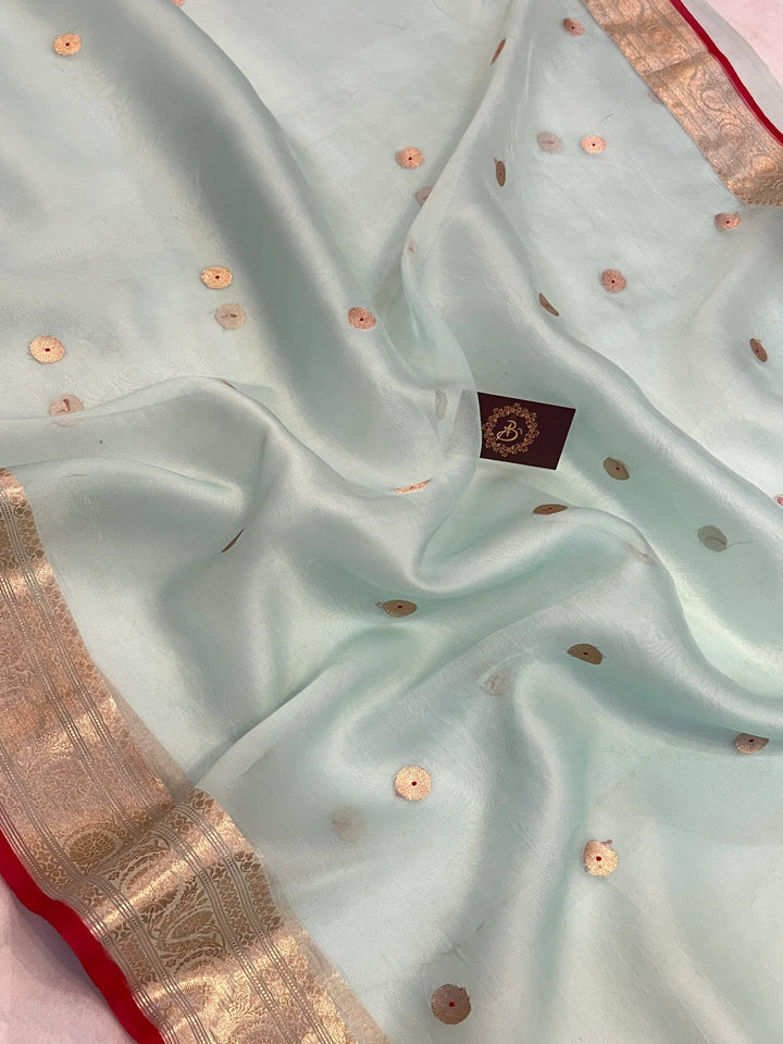 Pani Blue Kora Silk Banarasi Saree with Kadhwa Zari 
