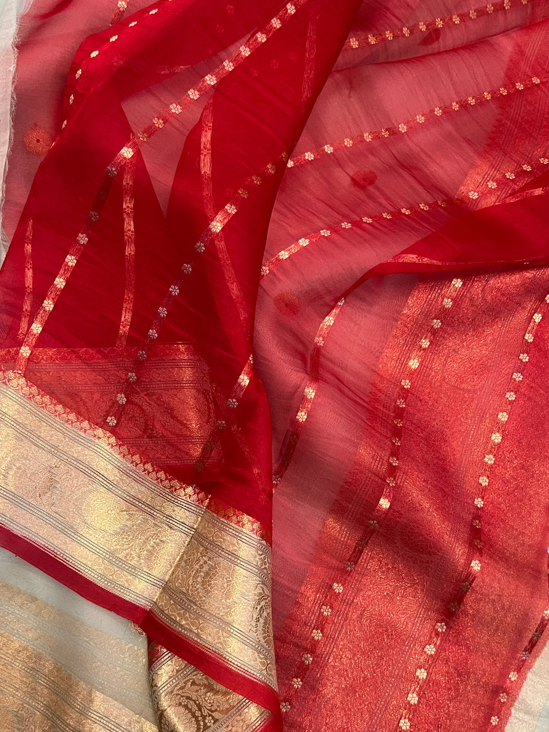 Pani Blue Kora Silk Banarasi Saree with Kadhwa Zari 