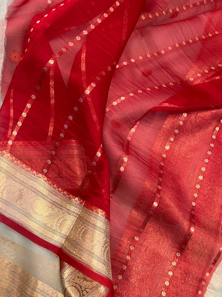 Pani Blue Kora Silk Banarasi Saree with Kadhwa Zari 