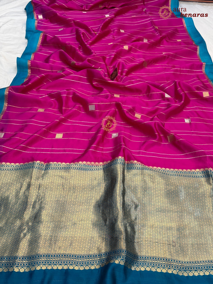 Rani Pink Pure Banarasi Handloom Silk Sari - AuraBenaras