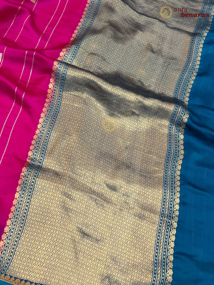 Rani Pink Pure Banarasi Handloom Silk Sari - AuraBenaras