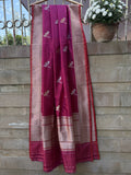 Rani Pink Pure Banarasi Handloom Katan Silk Dupatta - Aura Benaras