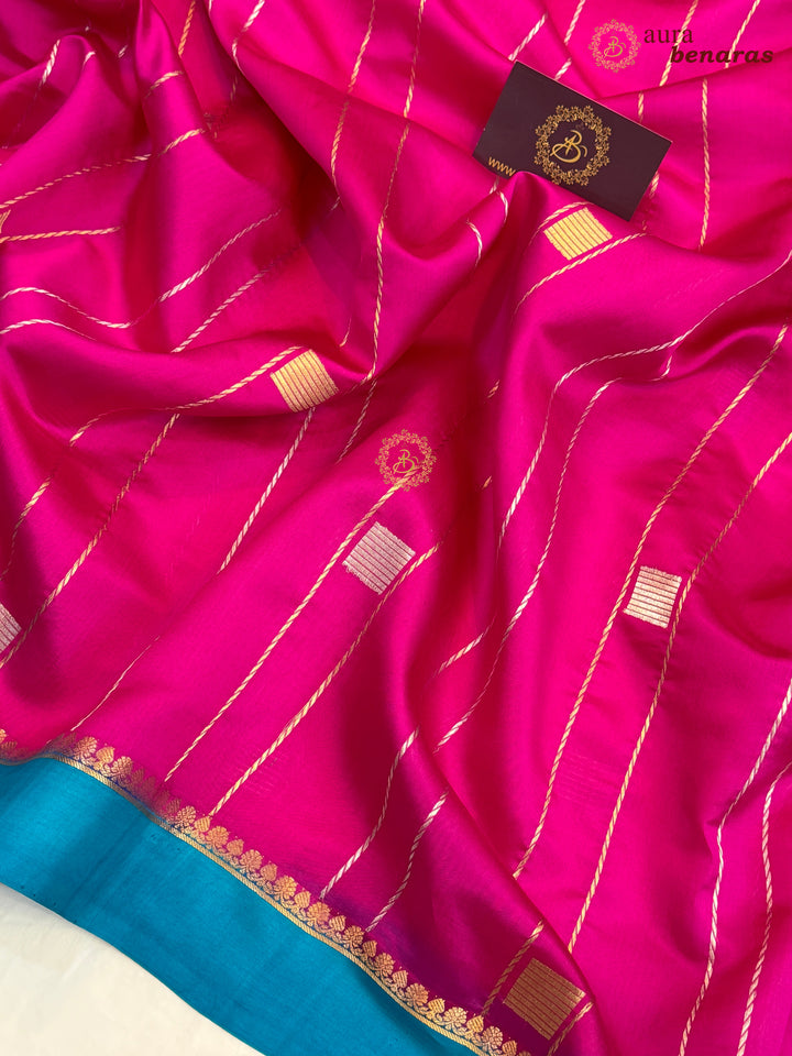 Rani Pink Pure Banarasi Handloom Silk Sari - AuraBenaras