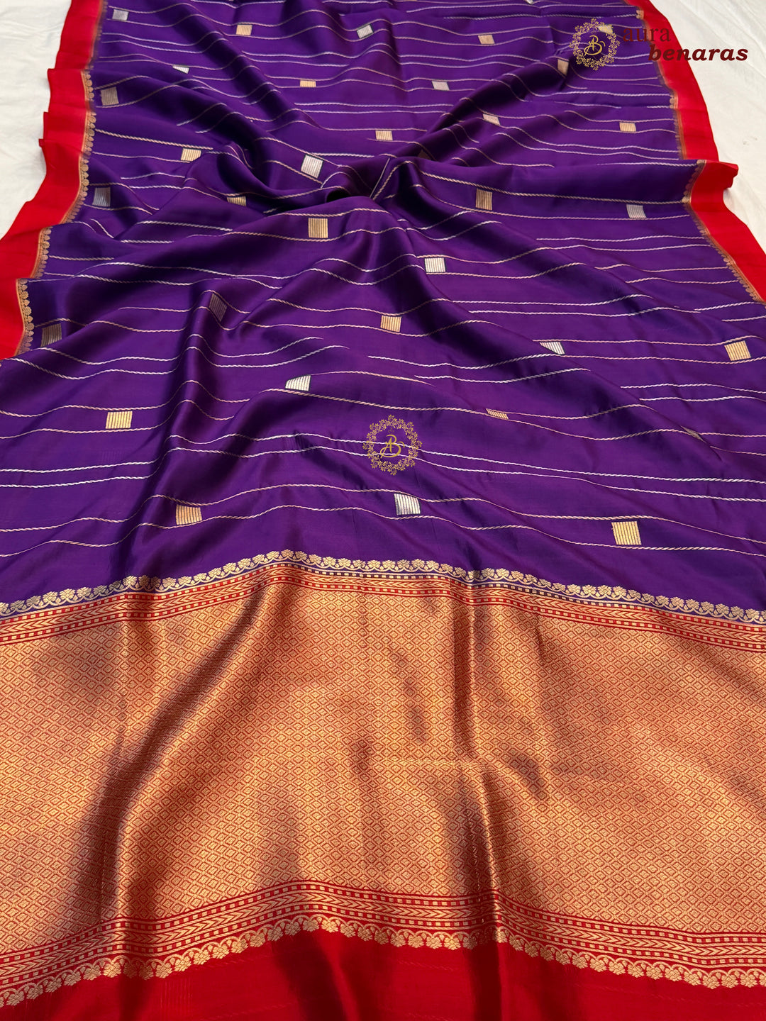 Purple Pure Banarasi Handloom Silk Sari - AuraBenaras