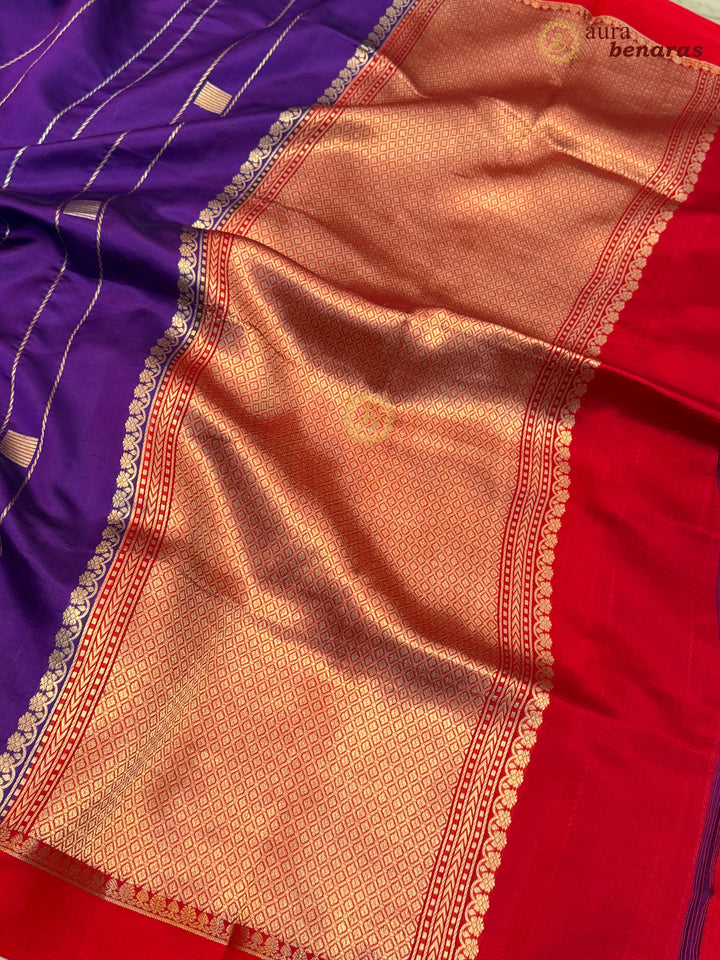 Purple Pure Banarasi Handloom Silk Sari - AuraBenaras