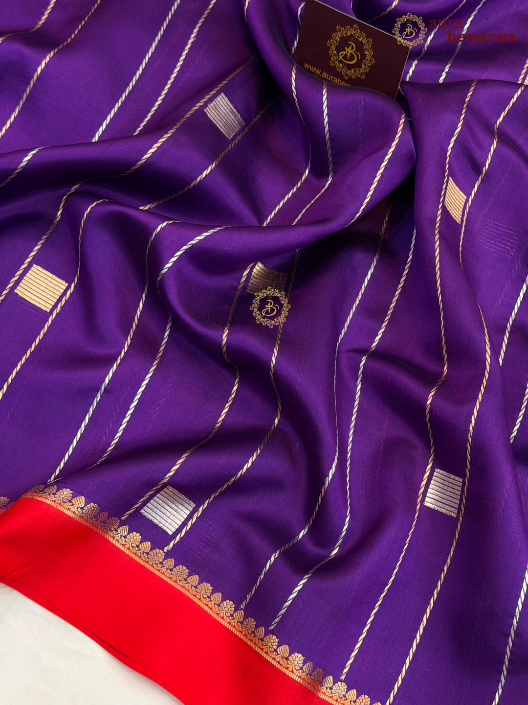 Purple Pure Banarasi Handloom Silk Sari - AuraBenaras