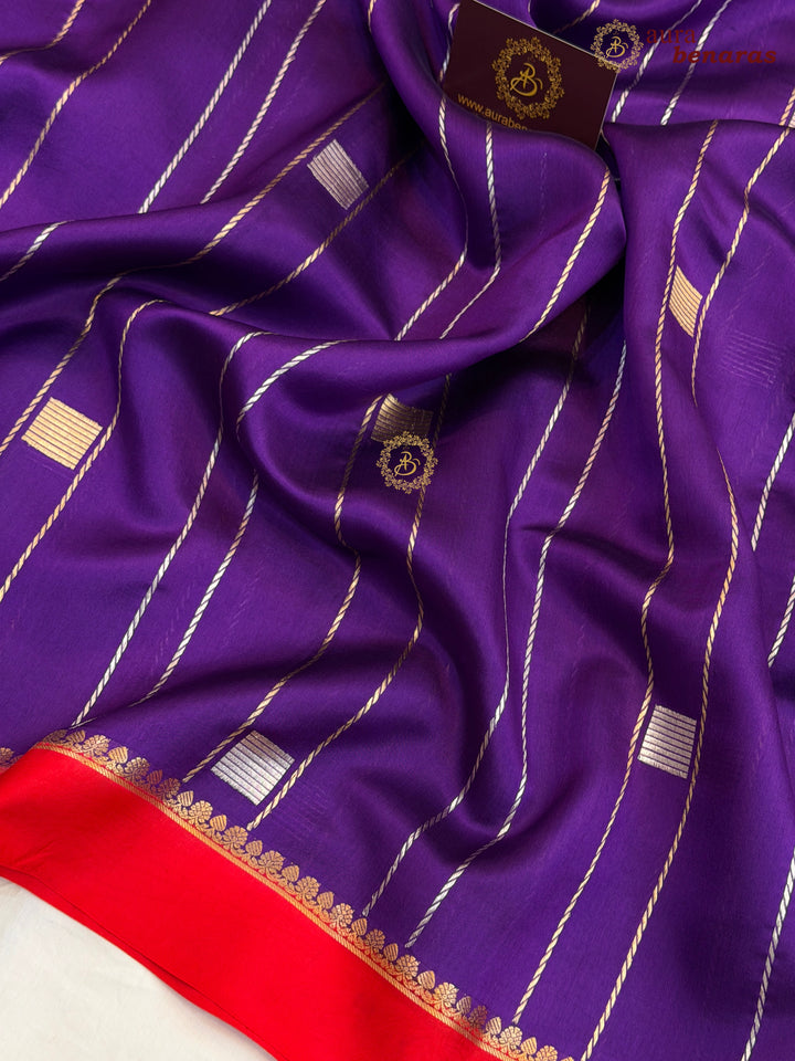 Purple Pure Banarasi Handloom Silk Sari - AuraBenaras
