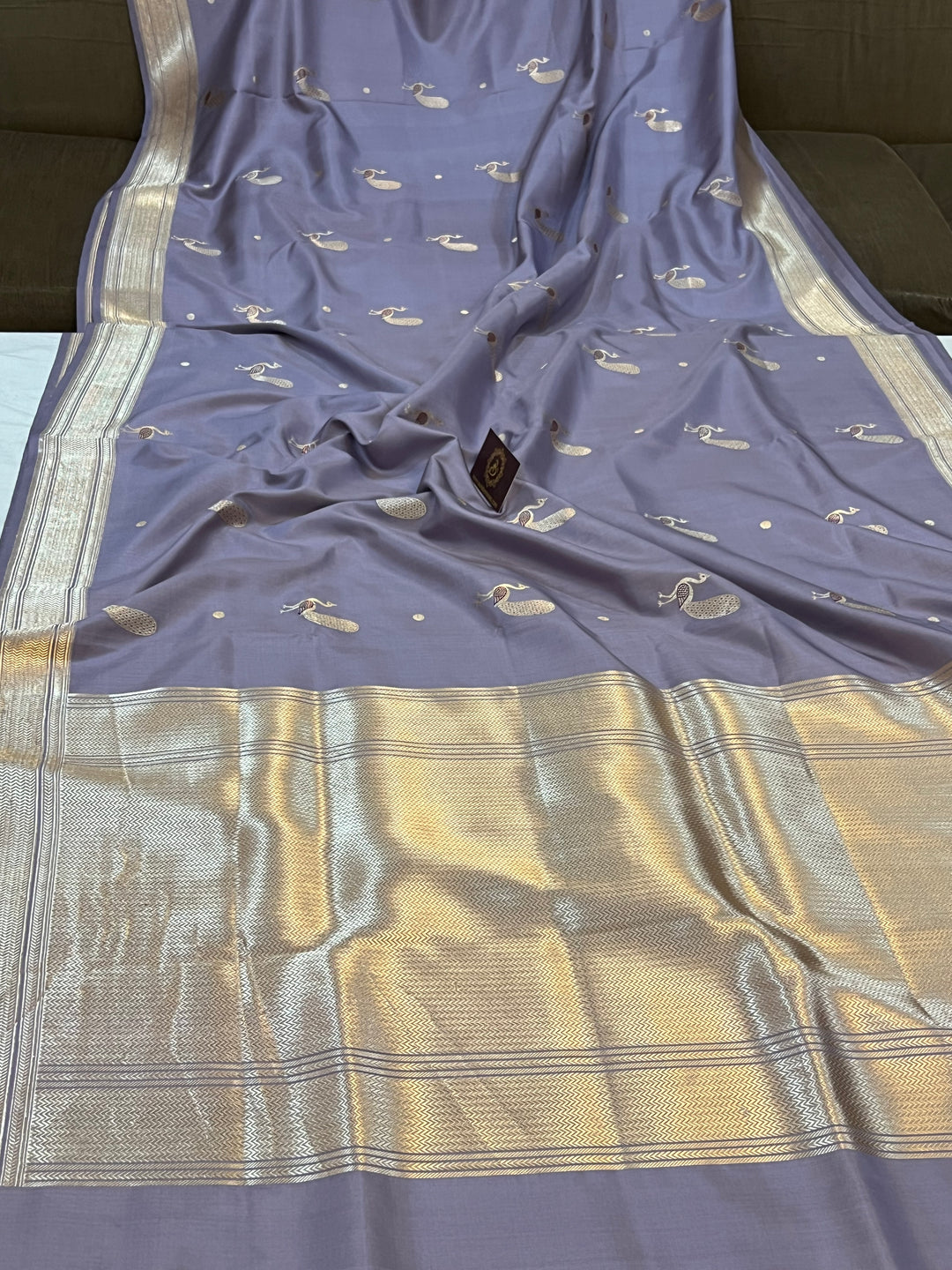 Pastel Lavender Banarasi Handloom Katan Silk Saree