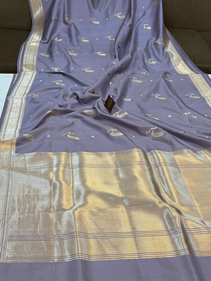 Pastel Lavender Banarasi Handloom Katan Silk Saree