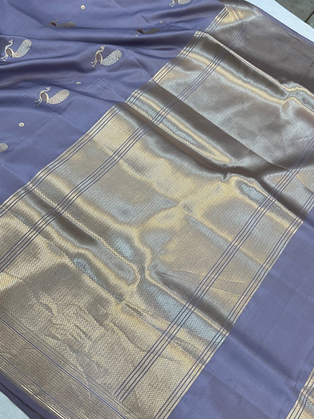 Pastel Lavender Banarasi Handloom Katan Silk Saree