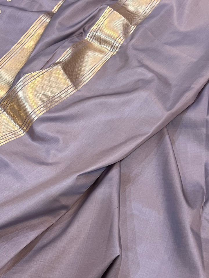 Pastel Lavender Banarasi Handloom Katan Silk Saree