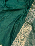 Bottle Green Banarasi Handloom Pure Katan Silk Saree - Aura Benaras