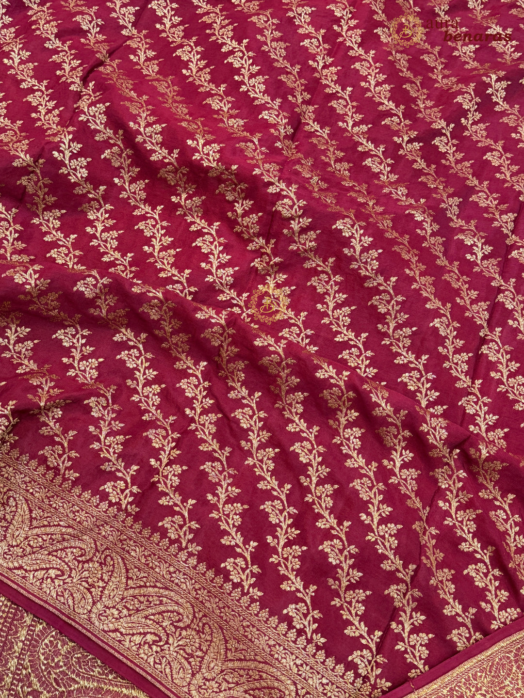 Maroon Pure Banarasi Khaddi Crepe Silk Saree 