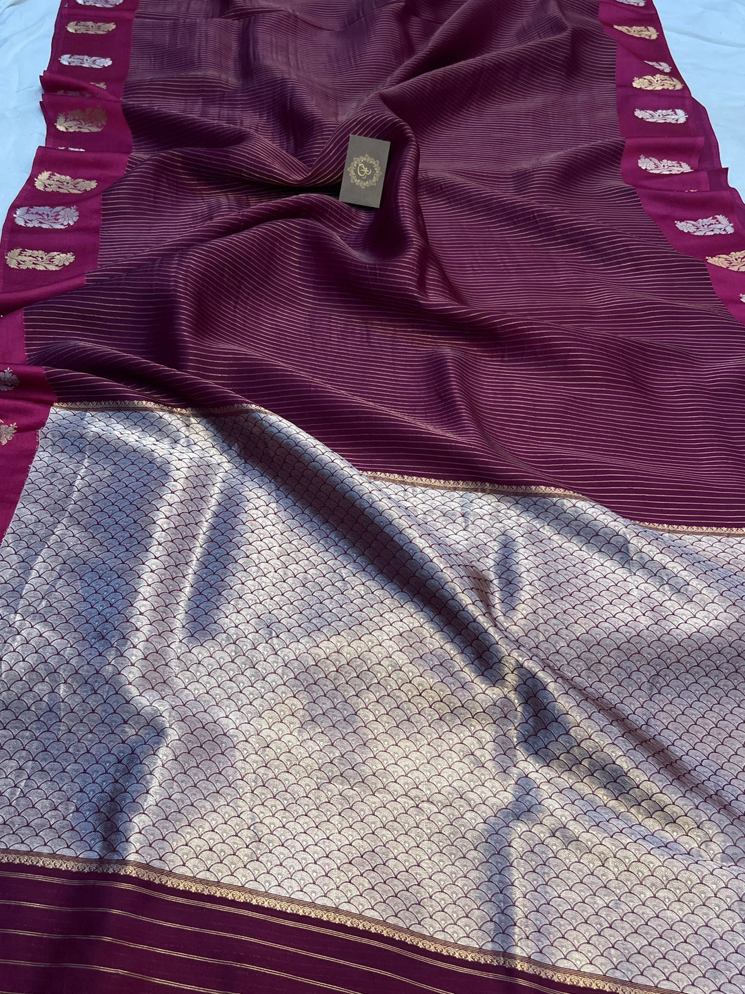 Hibiscus Banarasi Handloom Kora Silk Saree