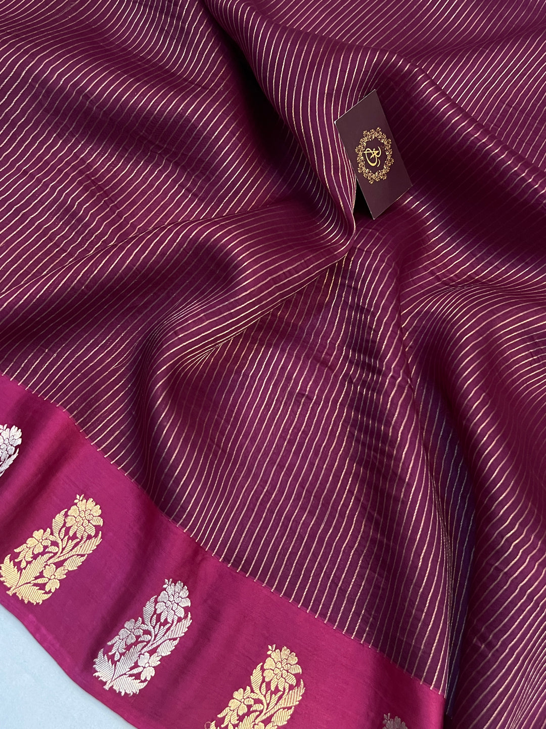 Purple Banarasi Handloom Kora Silk Saree