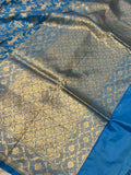 Blue Pure Banarasi Handloom Katan Silk Saree - Aura Benaras