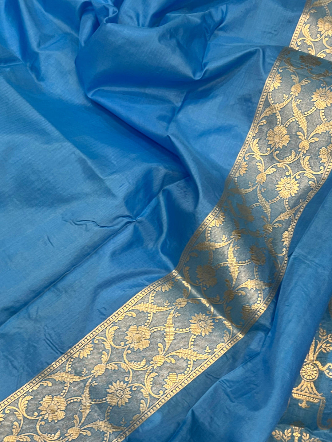 Blue Pure Banarasi Handloom Katan Silk Saree - Aura Benaras