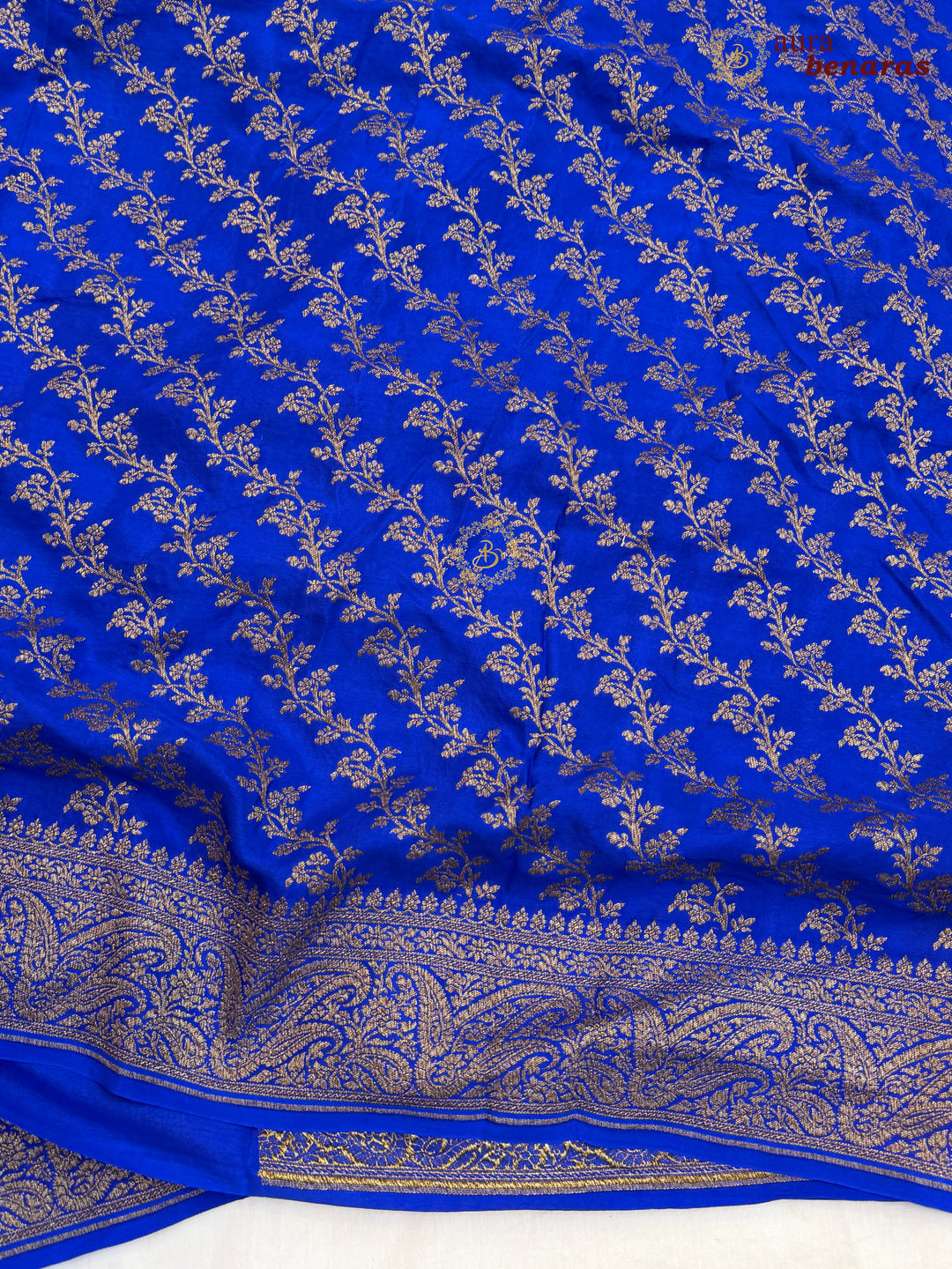 Royal Blue Pure Banarasi Khaddi Crepe Silk Saree 