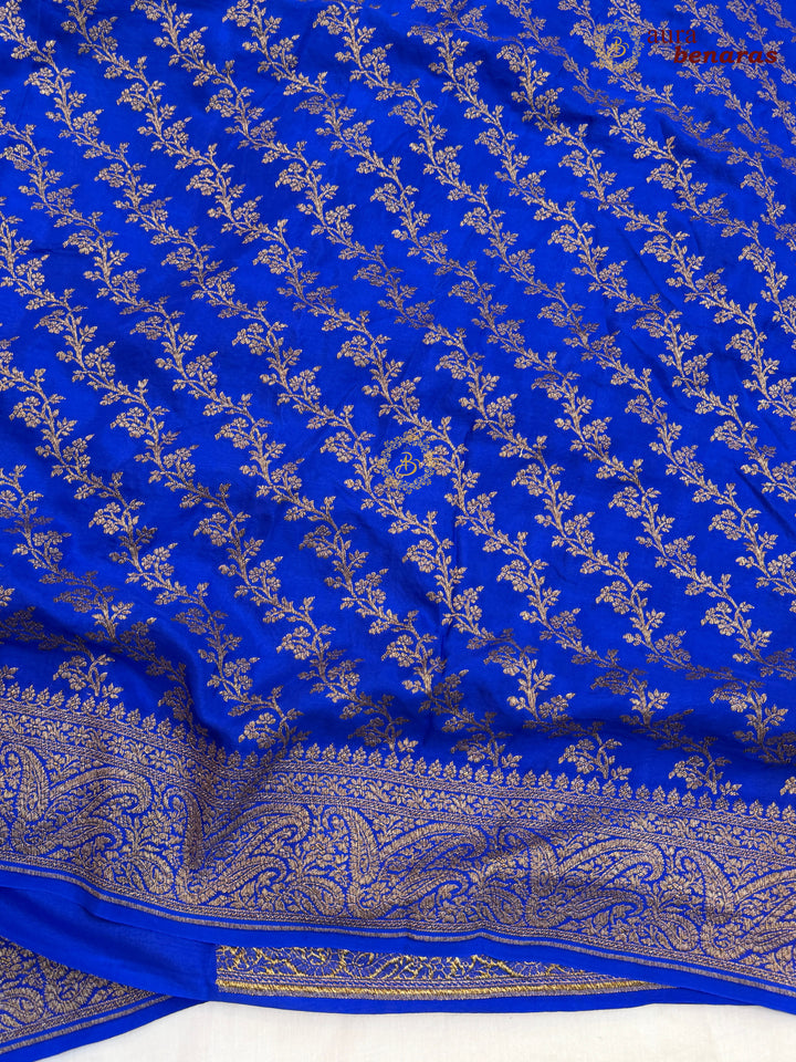 Royal Blue Pure Banarasi Khaddi Crepe Silk Saree 