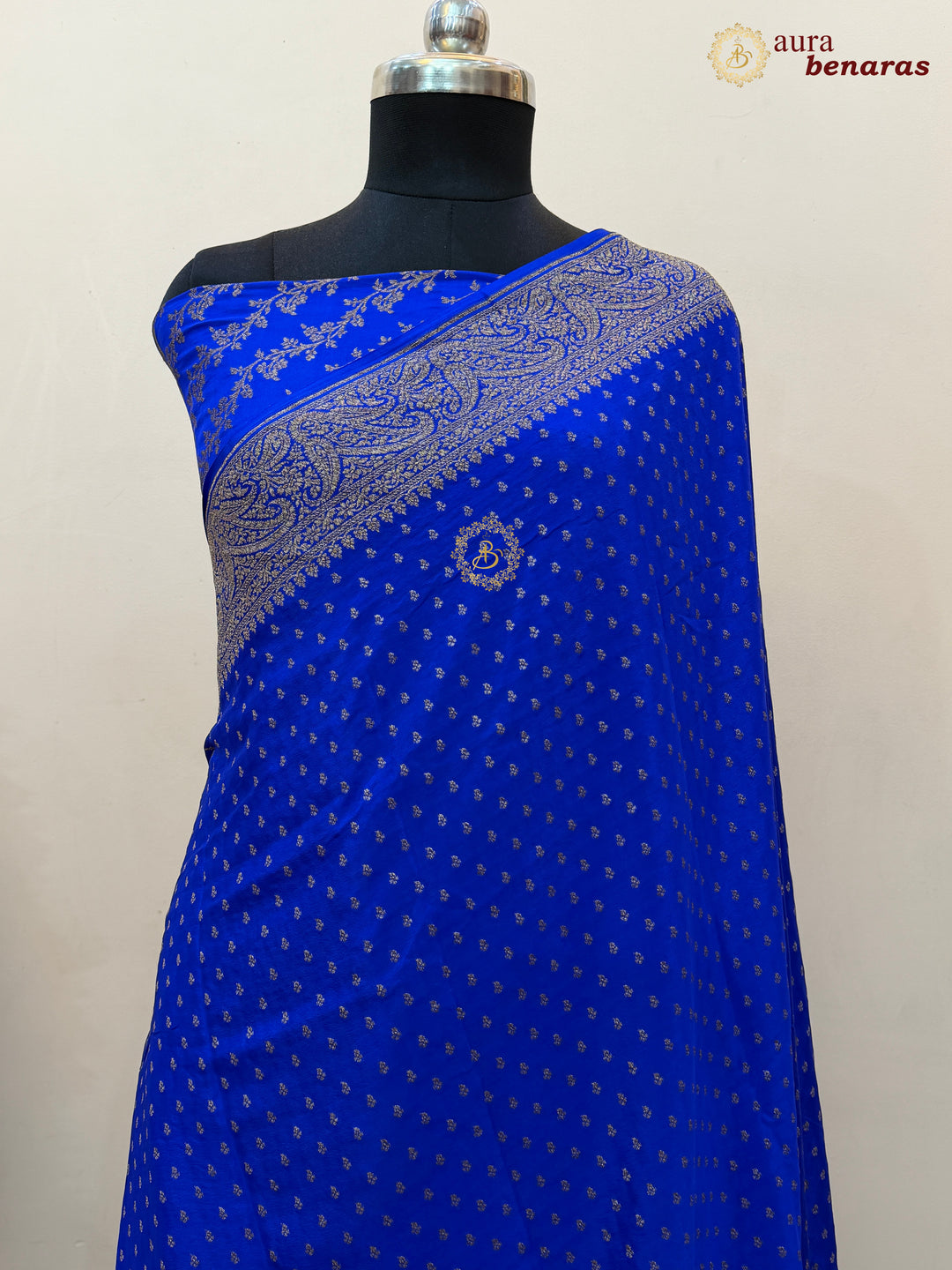 Royal Blue Pure Banarasi Khaddi Crepe Silk Saree 