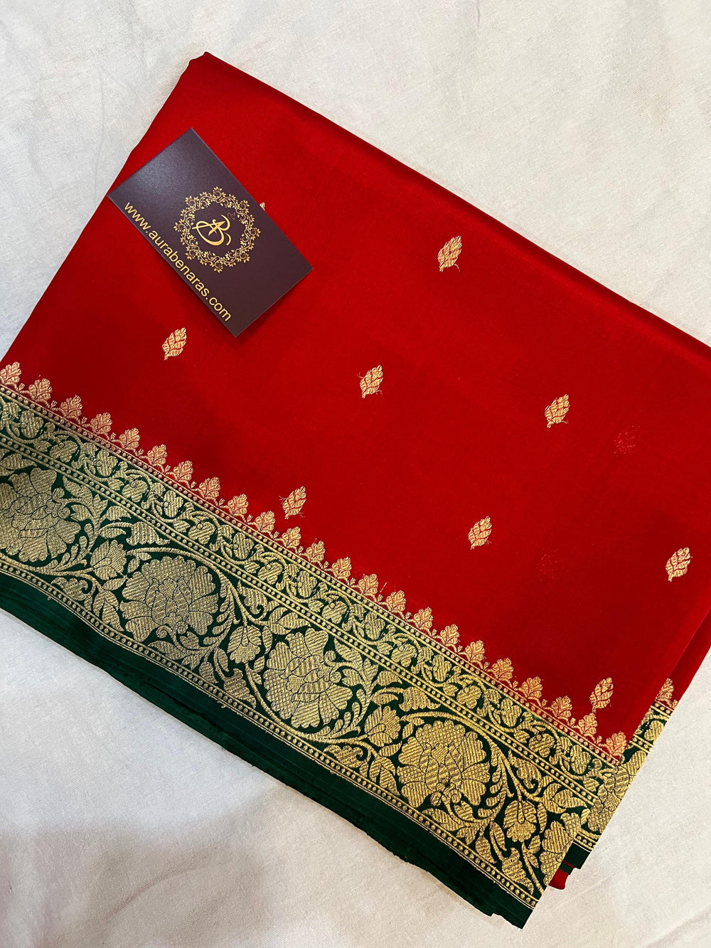 Buy Red Pure Banarasi Handloom Silk Saree | Aura Benaras