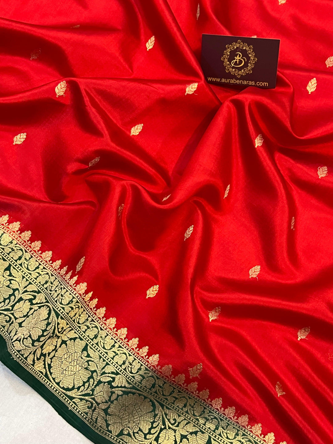 Buy Red Pure Banarasi Handloom Silk Saree | Aura Benaras