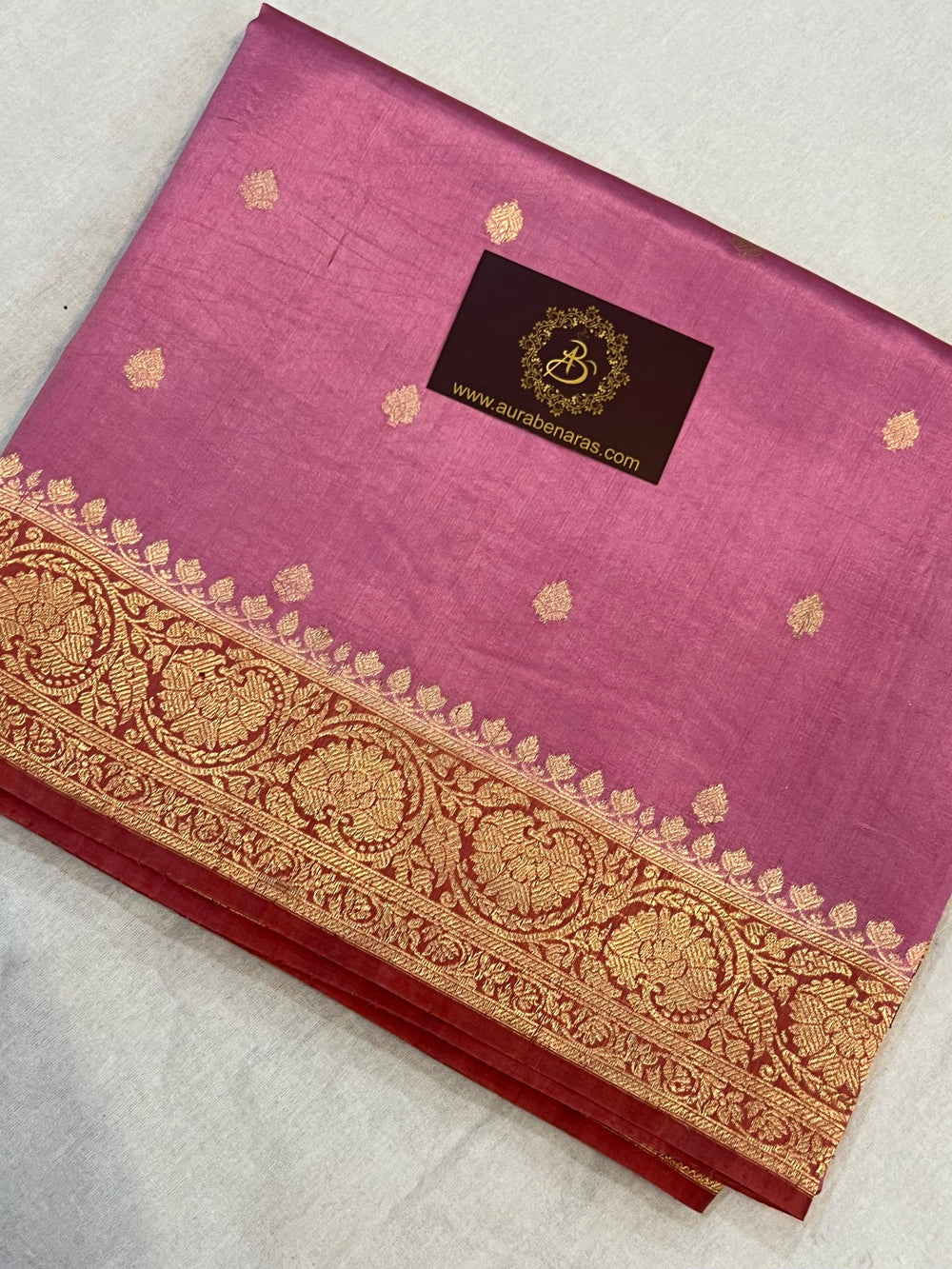 Pastel Pink Pure Banarasi Handloom Silk Saree | Aura Benaras