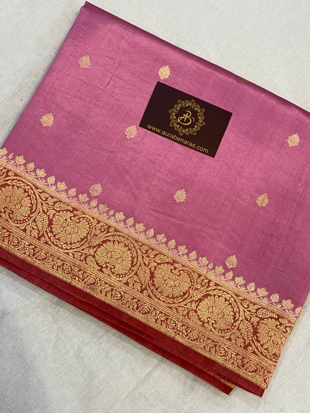 Pastel Pink Pure Banarasi Handloom Silk Saree | Aura Benaras