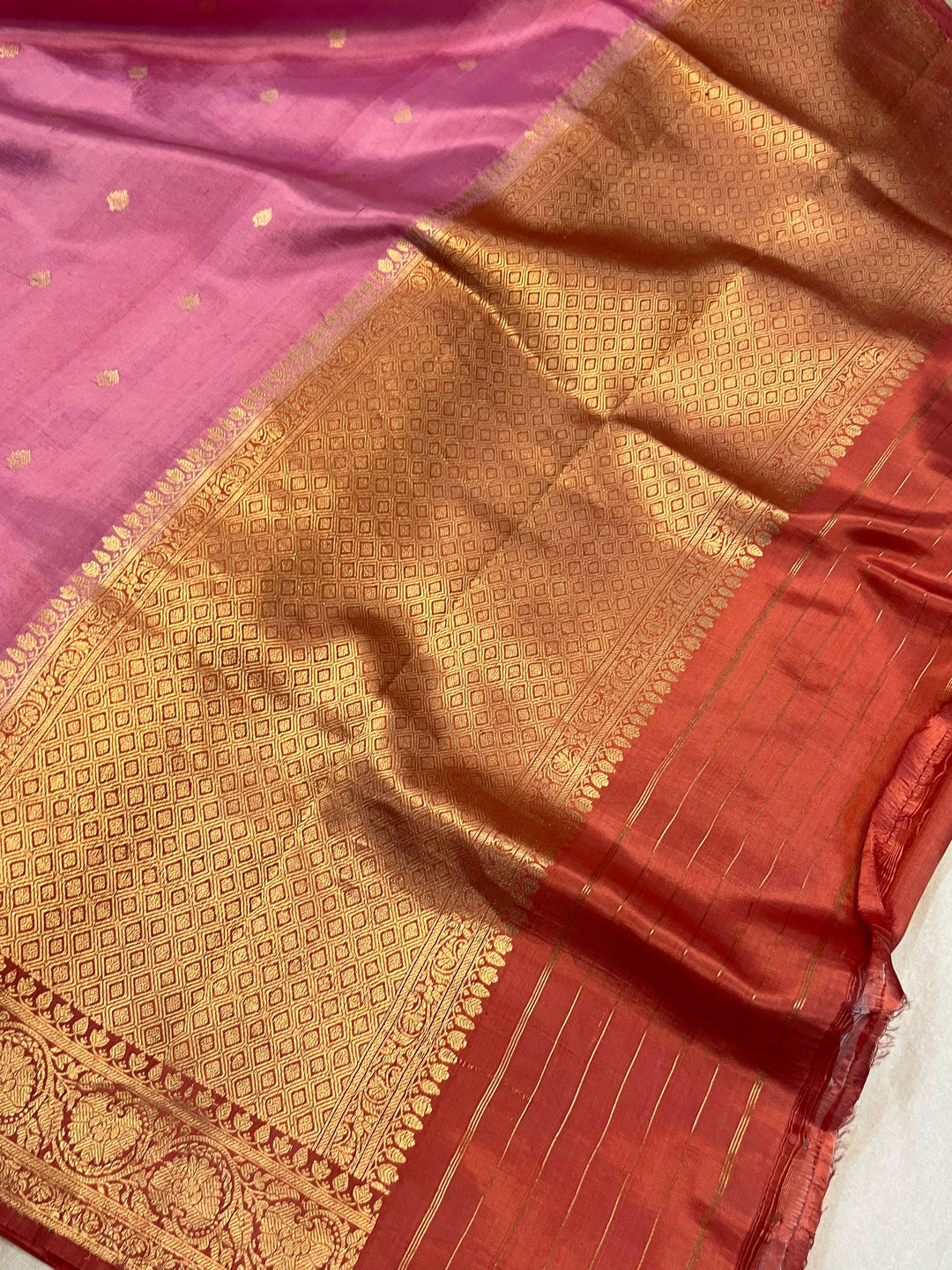 Pastel Pink Pure Banarasi Handloom Silk Saree | Aura Benaras