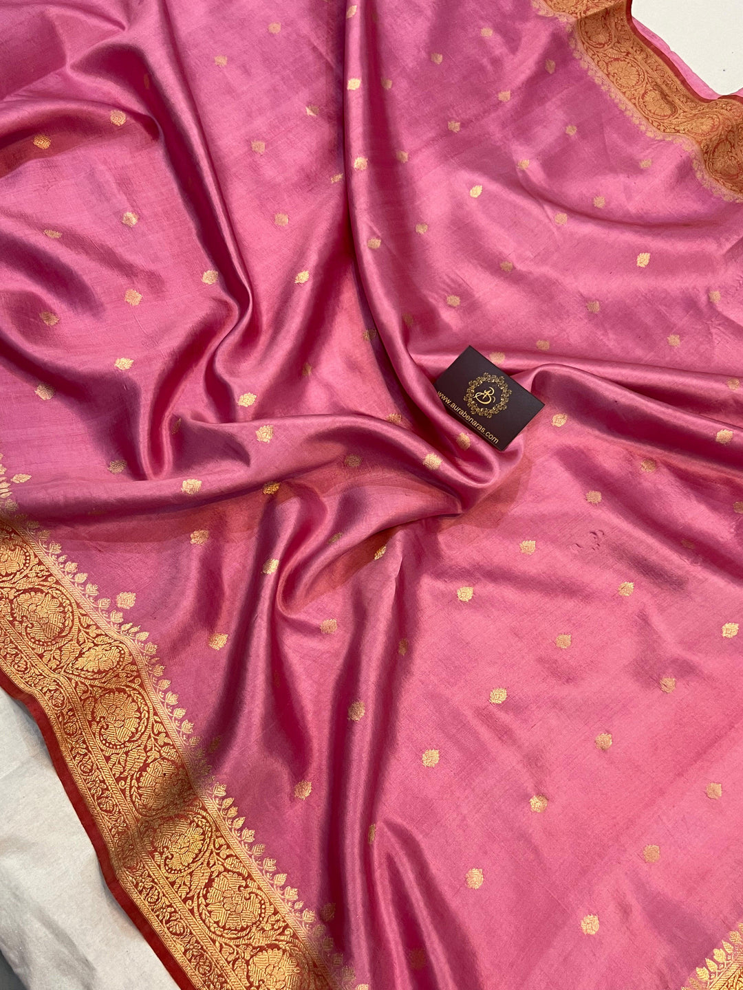 Pastel Pink Pure Banarasi Handloom Silk Saree | Aura Benaras