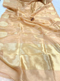 Golden Banarasi Handloom Organza Tissue Silk Saree - Aura Benaras